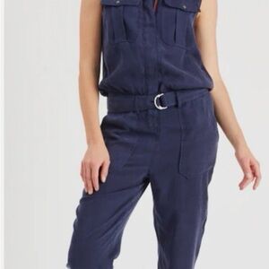 Chic Navy Belted Jumpsuit